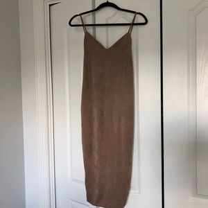Suede fitted midi strappy dress